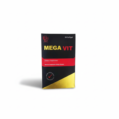 Mega Vit dietary supplement package on a white background
