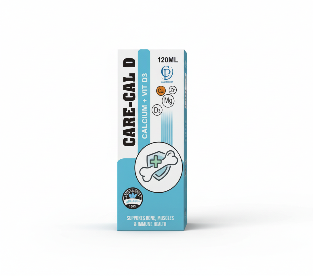 Care-Cal D3 supplement box on a white background