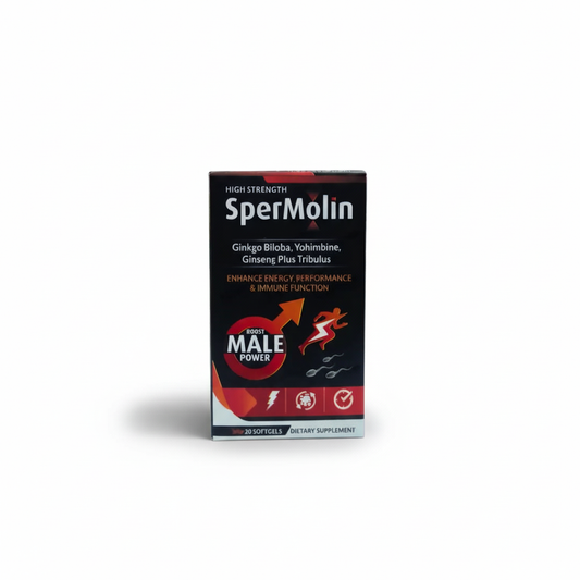 SperMolin male enhancement supplement packaging on a white background